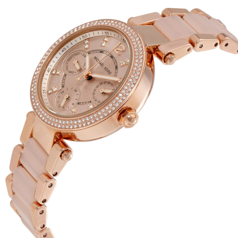 Michael Kors Parker Mini Multi-Function Rose Dial Ladies Watch #MK6110 - Watches of America #2