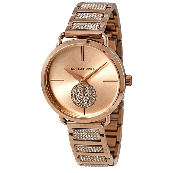 Michael Kors Portia Crystal Rose Gold Dial Ladies Watch MK3853 - Watches of America