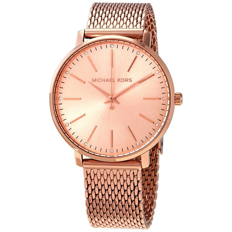 Michael Kors Pyper Quartz Crystal Rose Gold Dial Ladies Watch MK4340 - Watches of America