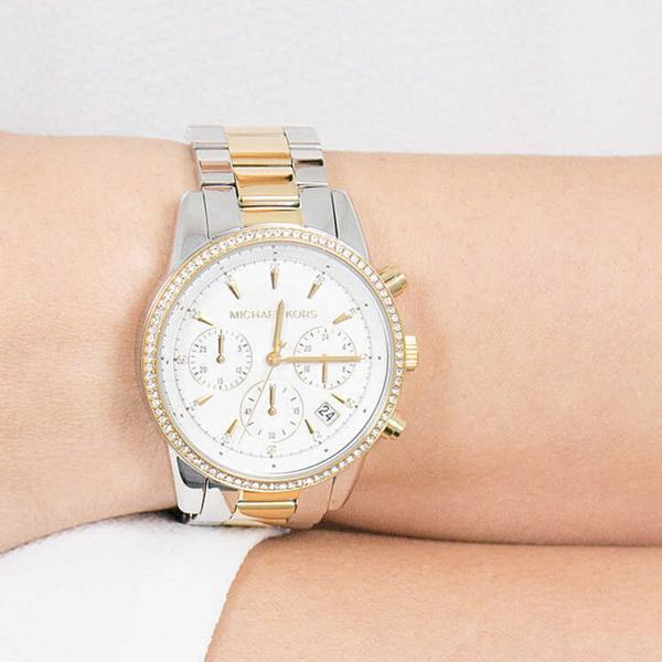 Michael Kors Ritz Chronograph Crystal White Dial Ladies Watch MK6474 Watches of America