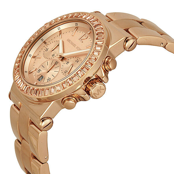 Michael Kors Rose Gold-tone Baguette Bezel Chronograph Ladies Watch MK5412 - Watches of America #2