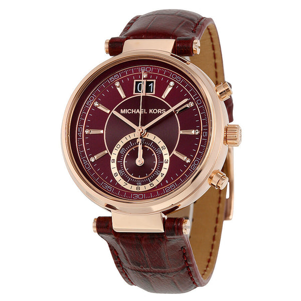 Michael Kors Sawyer Burgundy Dial Burgundy Leather Ladies Watch MK2426 - Watches of America