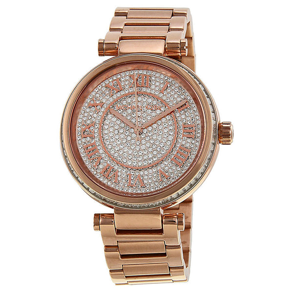 Michael Kors Skylar Crystal Pave Dial Rose gold-tone Ladies Watch MK5868 - Watches of America