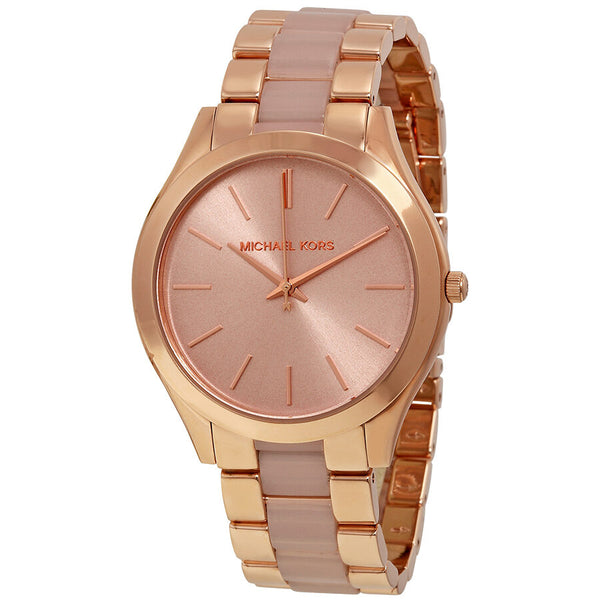 Michael Kors Slim Runway Rose Dial Rose Gold-tone Ladies Watch #MK4294 - Watches of America