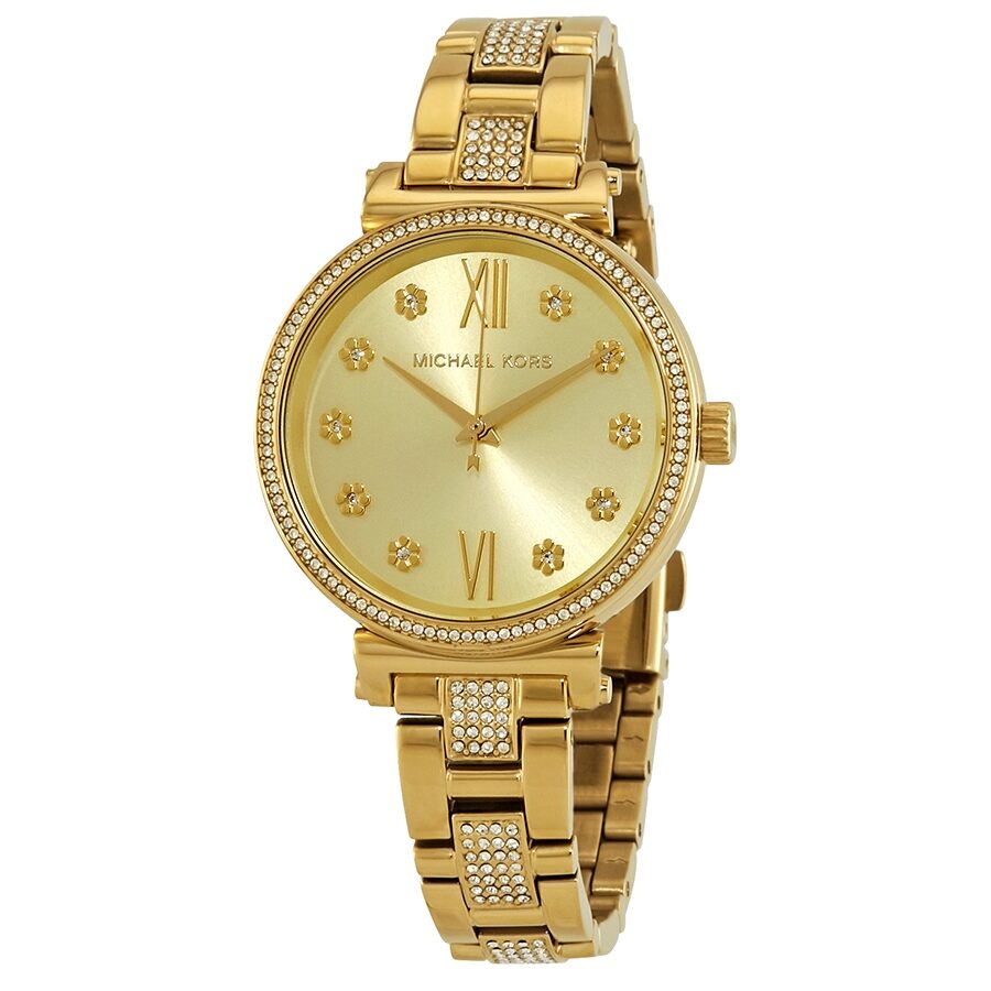 Michael Kors Sofie Pave Crystal Gold Dial Ladies Watch MK3881 – Watches ...