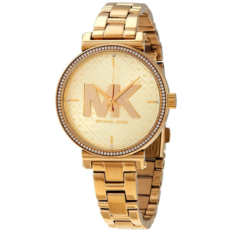 Michael Kors Sofie Quartz Crystal Gold Dial Ladies Watch MK4334 - Watches of America