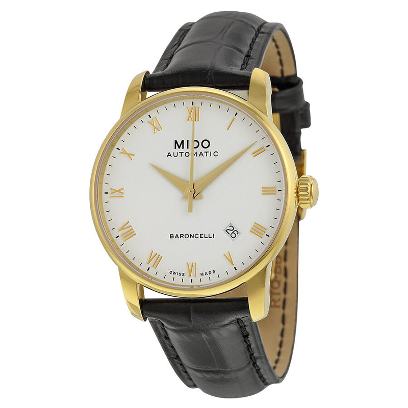 Mido Baroncelli II Automatic White Dial Black Leather Men's Watch #M86003264 - Watches of America