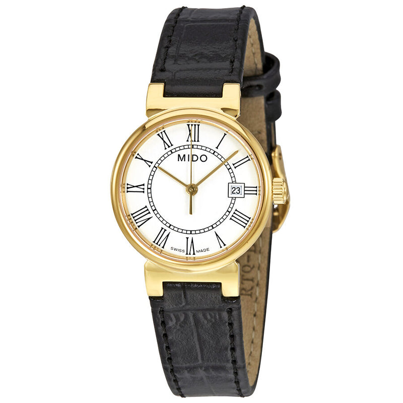 Mido Dorada White Dial Ladies Leather Watch #M2130.3.26.4 - Watches of America