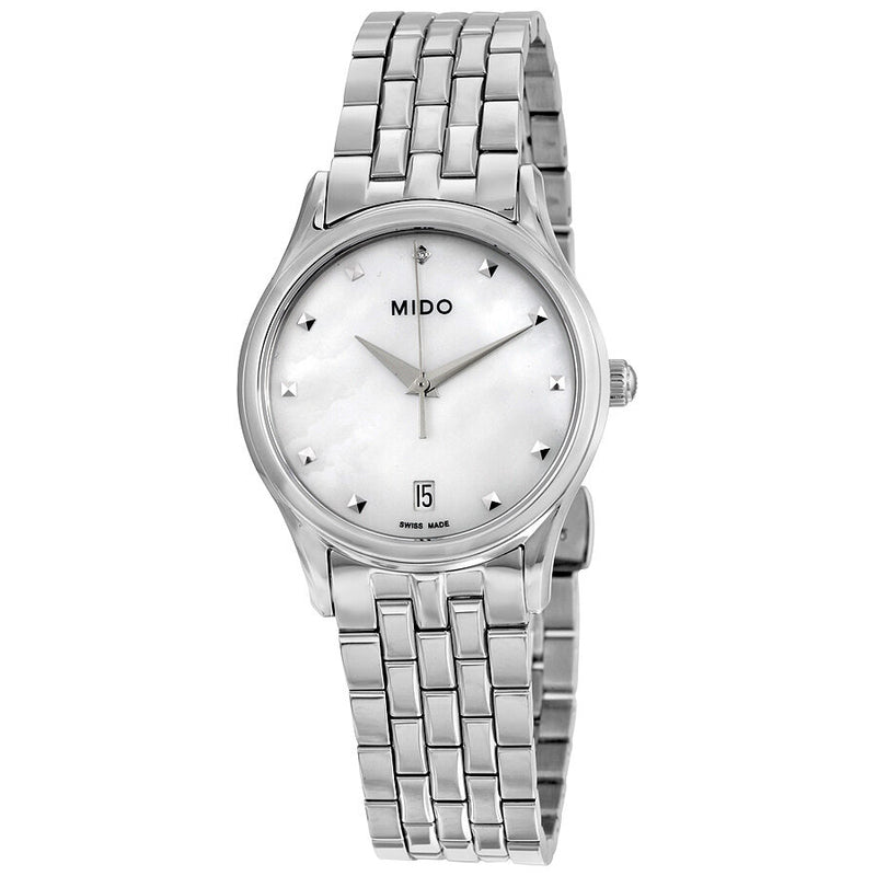 Mido Romantique Mother of Pearl Dial Ladies Stainless Steel Watch #M004.210.11.116.00 - Watches of America