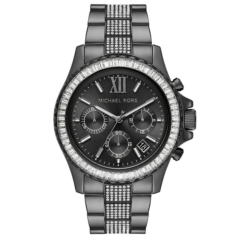 Michael Kors Everest Cronógrafo Cuarzo Cristal Esfera Negra Reloj Mujer MK6974