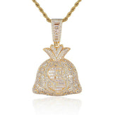 Big Daddy Iced Out Dollar Money Bag Pendant