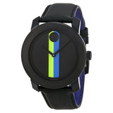 Movado Bold Black Dial Black Leather Unisex Watch #3600225 - Watches of America