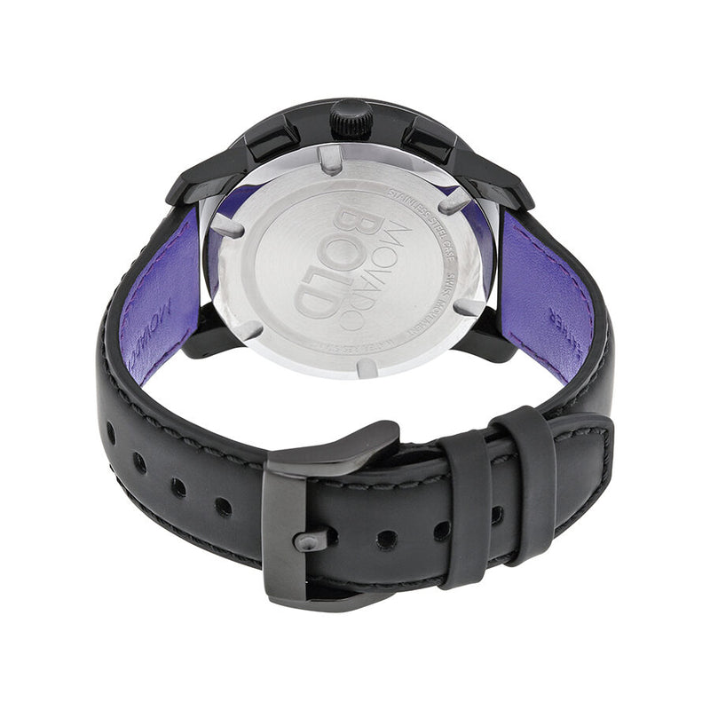 Movado Bold Black Dial Chronograph Leather Men's Watch #3600089 - Watches of America #3