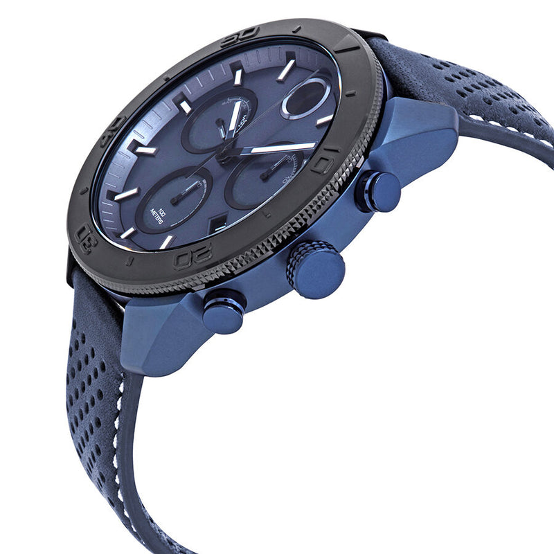 Movado Bold Chronograph Blue Dial Blue Leather Men's Watch #3600516 - Watches of America #2