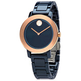 Movado BOLD Evolution Quartz Navy Dial Blue Ceramic Ladies Watch #3600708 - Watches of America