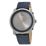 Movado Bold Gunmetal Grey Dial Blue Suede  Men's Watch #3600454 - Watches of America