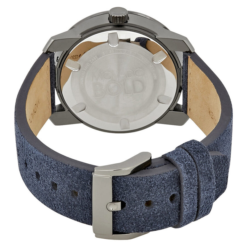 Movado Bold Gunmetal Grey Dial Blue Suede  Men's Watch #3600454 - Watches of America #3