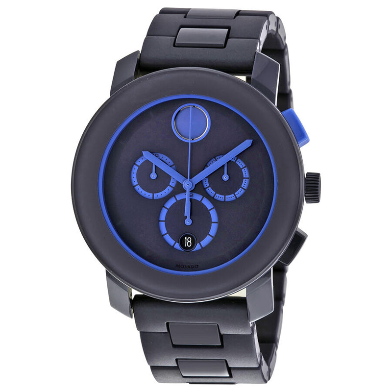 Movado Bold Navy Blue Stainless Steel Chronograph Men's Watch #3600270 - Watches of America