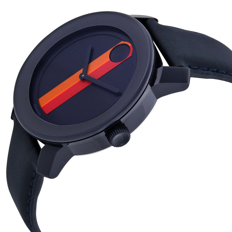 Movado Bold Navy Dial Navy Leather Strap Unisex Watch #3600231 - Watches of America #2