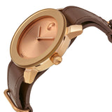 Movado Bold Rose Gold Dial Brown Leather Unisex Watch #3600364 - Watches of America #2