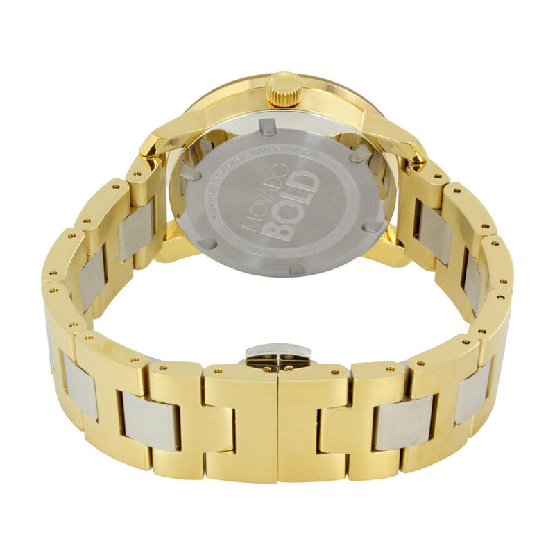 Movado Bold Silver Dial Yellow Gold PVD Ladies Watch #3600129 - Watches of America #3