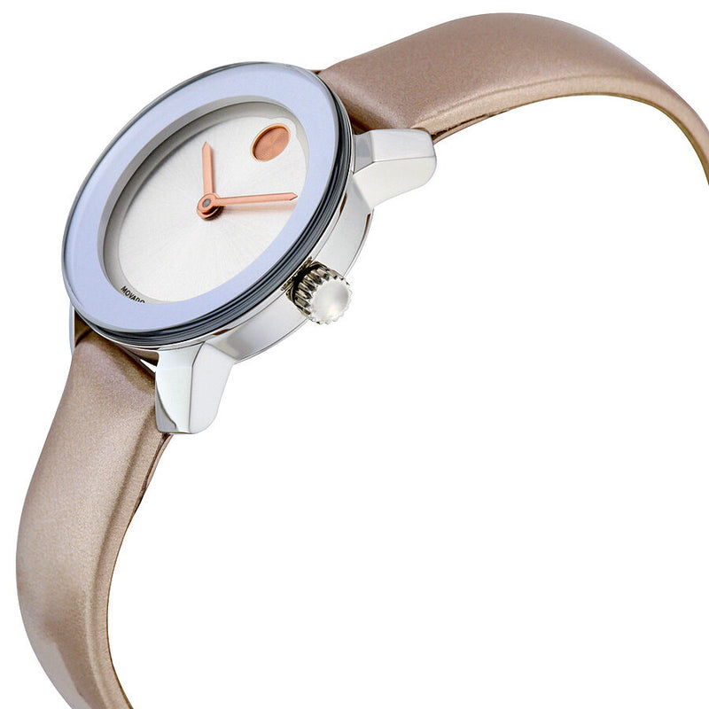 Movado Bold Silver Rose Gold Leather Quartz Ladies Watch #3600340 - Watches of America #2