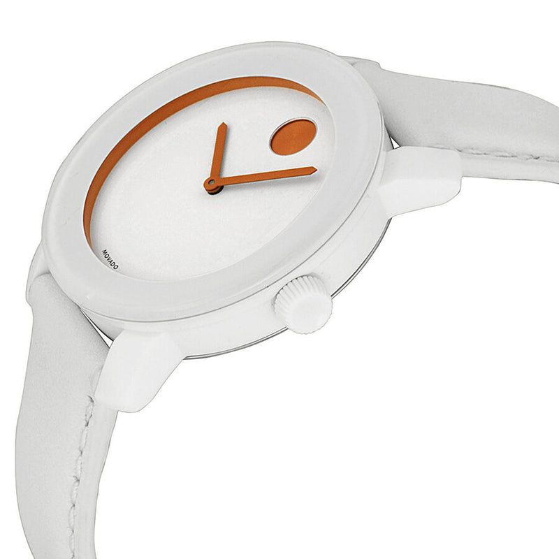 Movado bold shop white leather band