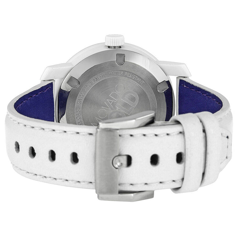 Movado Bold White Dial White Leather Strap Unisex Watch #3600155 - Watches of America #3