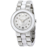 Movado Cerena Steel and White Ceramic Ladies Watch #0606540 - Watches of America