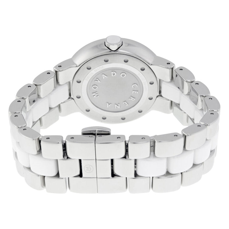 Movado Cerena Steel and White Ceramic Ladies Watch #0606540 - Watches of America #3