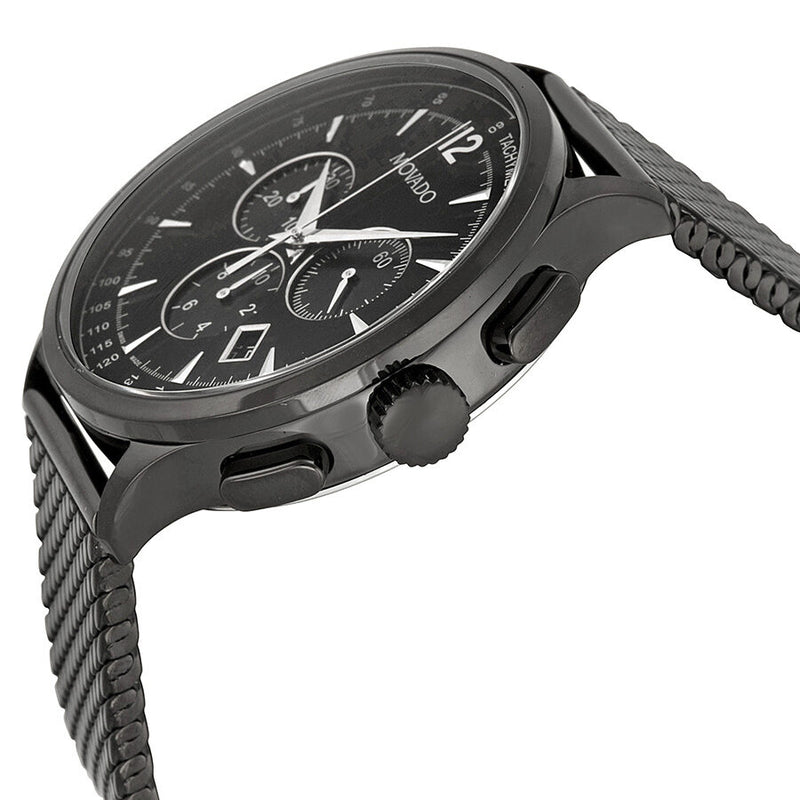 Movado Circa Chronograph Black Dial  Black PVD Mesh Men's Watch #0606804 - Watches of America #2