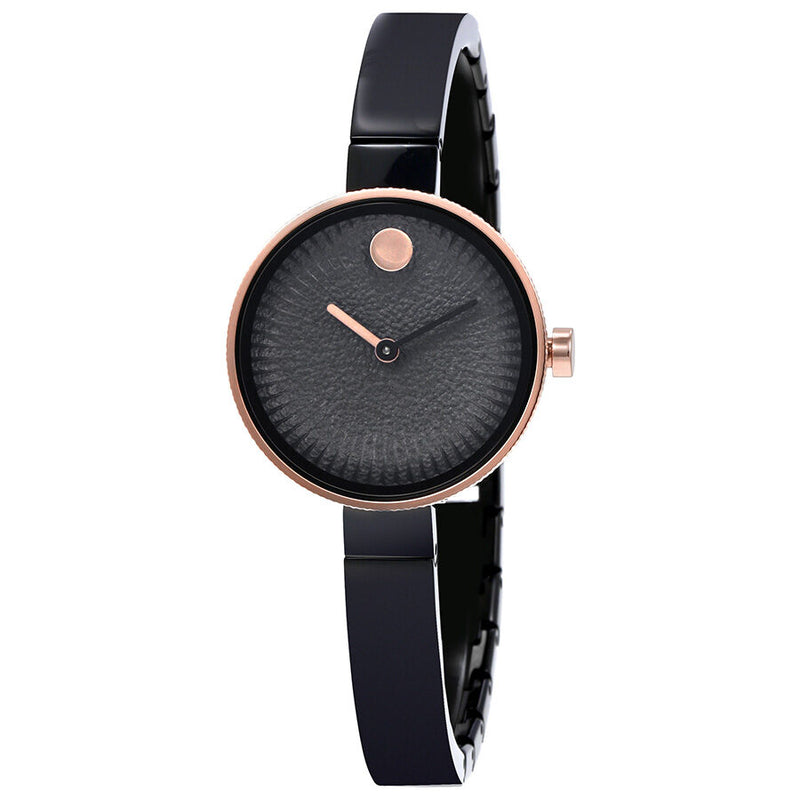 Movado Edge Black Lava Textured Dial Ladies Watch #3680025 - Watches of America