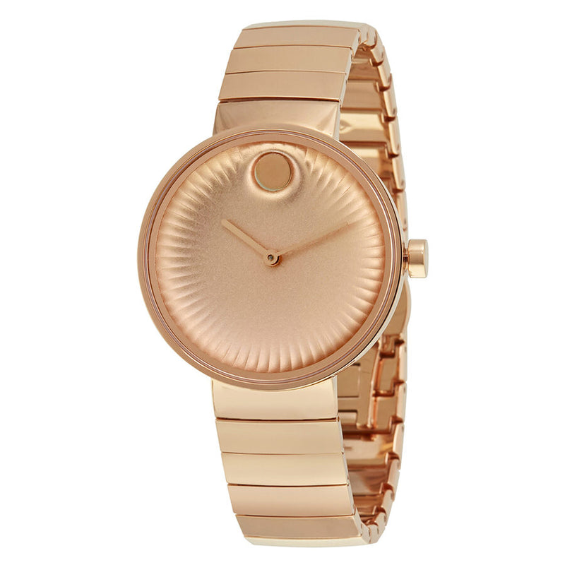 Movado Edge Rose Dial Rose Gold PVD Ladies Watch #3680013 - Watches of America