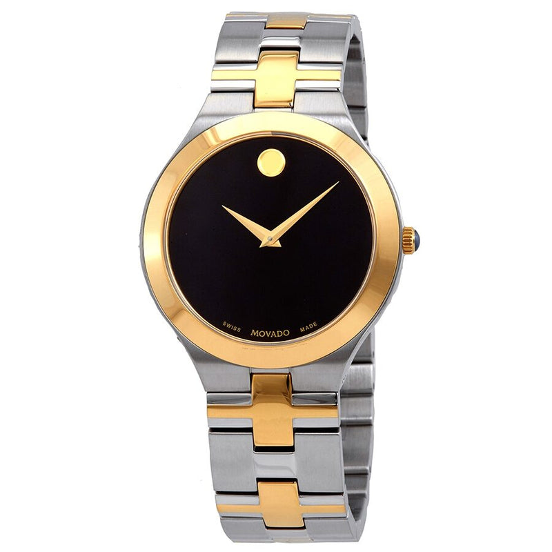 Movado Juro Quartz Black Dial Men's Two-tone Watch #0607443 - Watches of America