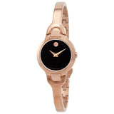 Movado Kara Quartz Black Dial Rose Gold PVD Ladies Watch #0607327 - Watches of America