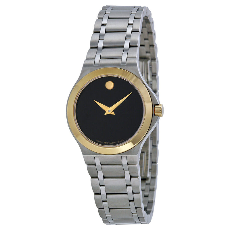 Movado Black Dial Two-Tone Ladies Watch #0606466 - Watches of America