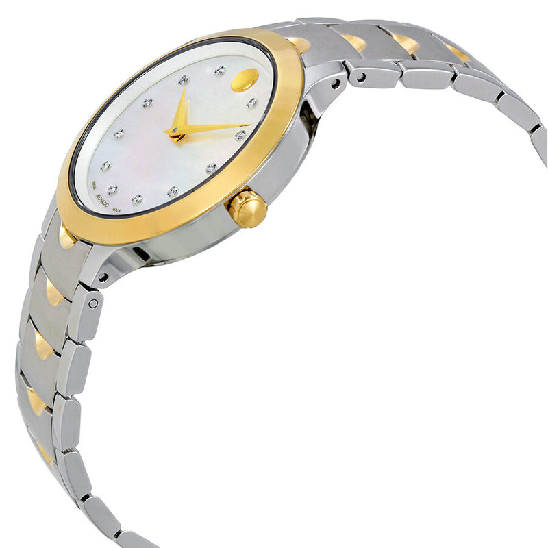 Movado Luno White Mother of Pearl Dial Ladies Watch #0607056 - Watches of America #2