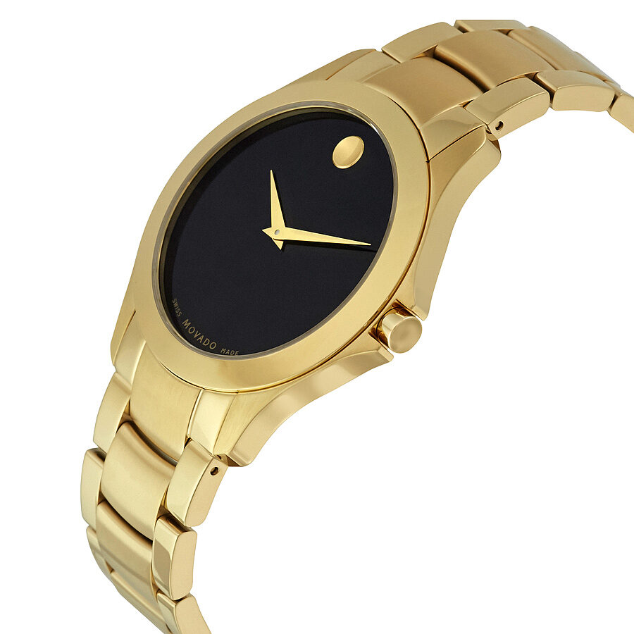 Movado Masino Black Dial Yellow Gold PVD Men s Watch 0607034 Watches of America