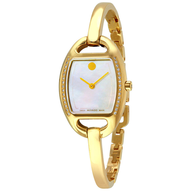 Movado Miri Diamond Mother Of Pearl Dial Gold-tone Stainless Steel Ladies Watch #0606609 - Watches of America