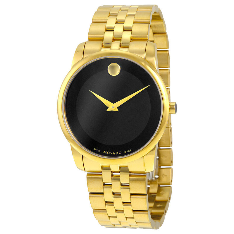 Movado Museum Classic Black Dial Yellow PVD Men's Watch #0606997 - Watches of America