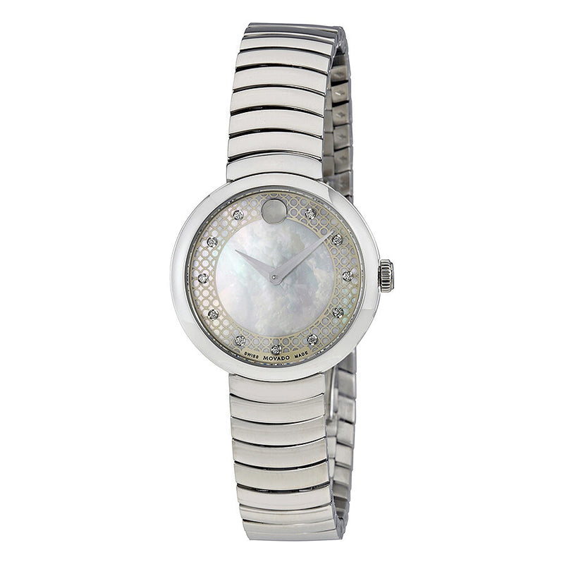 Movado Myla White Mother of Pearl Dial Ladies Watch #0607044 - Watches of America