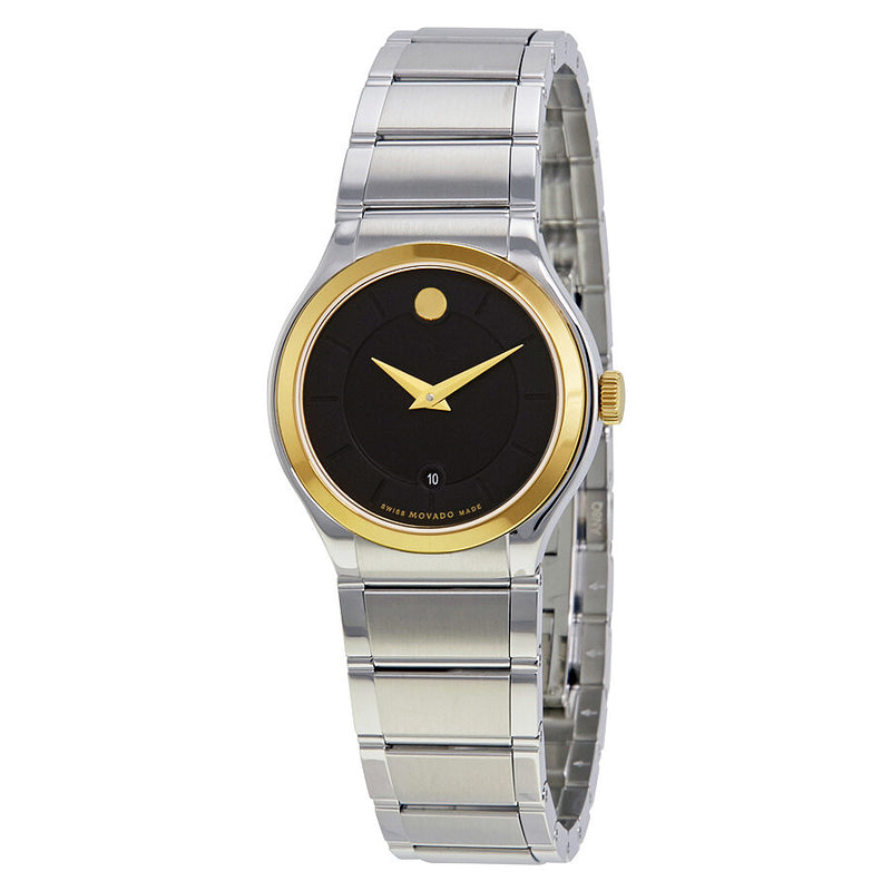 Movado Quadro Black Dial Stainless Steel Ladies Watch #0606494 - Watches of America