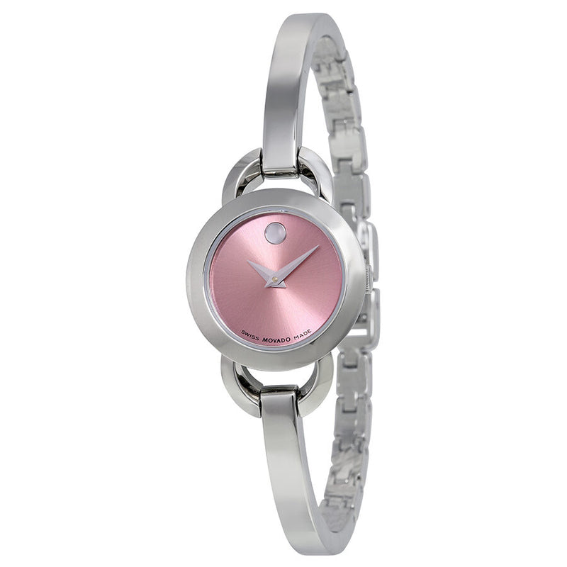 Movado Rondiro Pink Dial Stainless Steel Bangle Ladies Watch 0606797 Watches of America