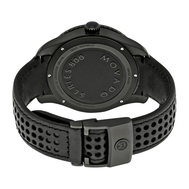 Movado Series 800 Gray Dial Black Leather Strap Men's Watch #2600118 - Watches of America #3