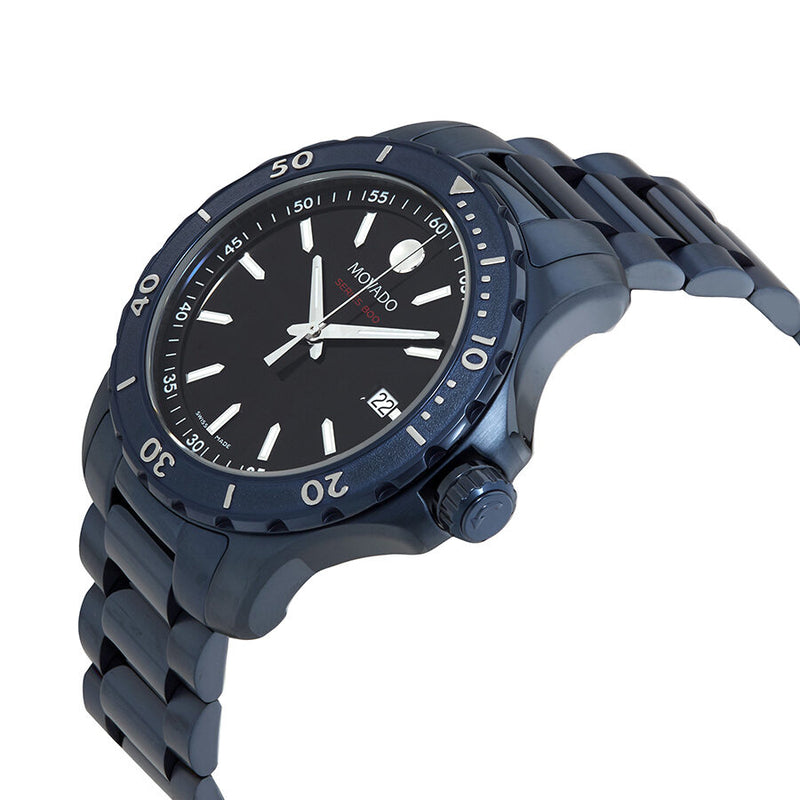 Movado Series 800 Black Dial Blue Ion-plated Men's Watch #2600139 - Watches of America #2
