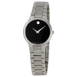 Movado Serio Black Dial Stainless Steel Ladies Watch #0606383 - Watches of America