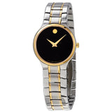 Movado Serio Quartz Black Dial Two-tone Ladies Watch #0607289 - Watches of America