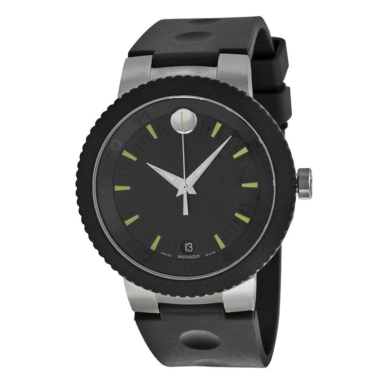 Movado Sport Edge Black Dial Black Rubber Men's Watch #0606928 - Watches of America