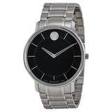 Movado Thin Classic Black Dial Stainless Steel Men's Watch #0606687 - Watches of America