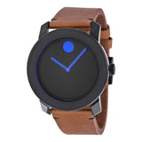 Movado Bold Black Dial Cognac Leather Unisex Watch #3600304 - Watches of America